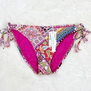 NWT Bleu Rod Beattie Side Tie Hipster Bikini Bottoms Paisley Print